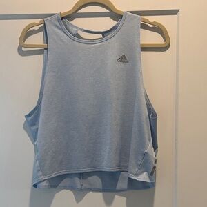 adidas Light Blue Cropped Athletic Tank Top
